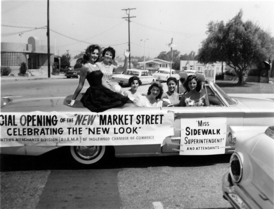 Market Street Reopening Parade - 'Miss Sidewalk Superintendent' July 15, 1960 - photo courtesy of the Inglewood Public Library Collection